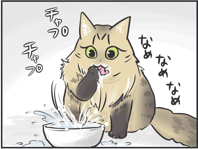「猫は水が苦手」なはずでは...？入浴中にやってくる我が家の猫たち／フニャコ 猫とお風呂8.PNG