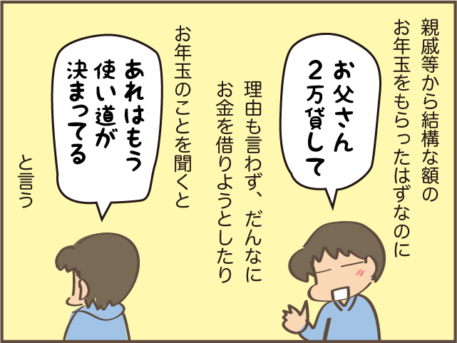 お年玉ももらったのに「2万貸して」⁉ お金をねだる次女に覚えた「違和感」の正体／しまえもん 148-2.png