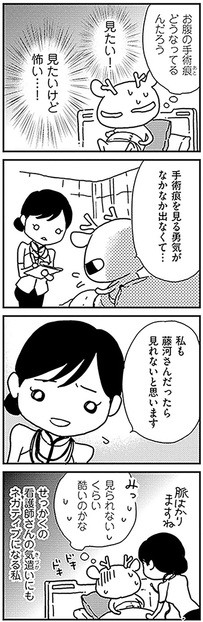 見たいけど怖い...！ 卵巣がん手術の跡はどうなってる？／元気になるシカ！  11-04.png