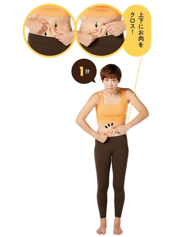 おなかのお肉にアプローチするストレッチ！「つまんでゆらす」だけで老廃物が流れる 12552603_615.jpg