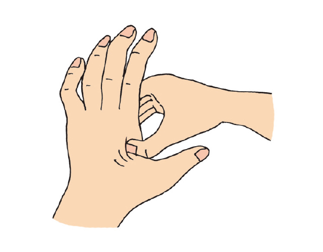 手根管症候群などに 爪を立てて刺激する 人さし指の付け根 の10秒神経マッサージ 毎日が発見ネット