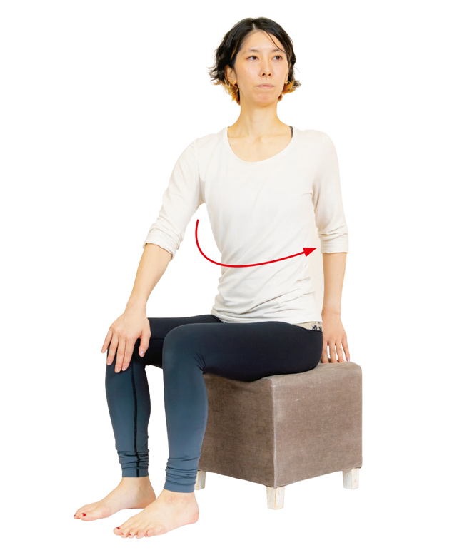 いすに座ったまま体をねじる♪　 気持ちよ～く高血圧を改善する「血管緩めヨガ」 2102_P043_02.jpg