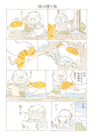 洗濯物を畳んだら...猫の贈り物／ねことじいちゃん（第103回）