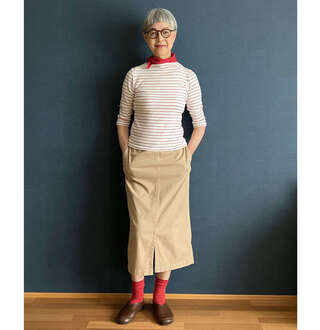 【60代からのおしゃれ】体型の変化も軽く受け入れて。お気に入りボーダーTシャツの着こなし