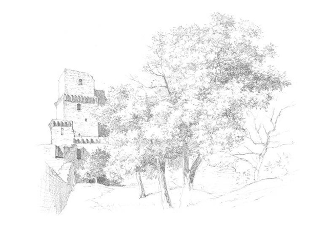 プレバト 出演 画家 野村重存さん直伝 鉛筆スケッチで描く 古城と新緑の木 入門編 毎日が発見ネット