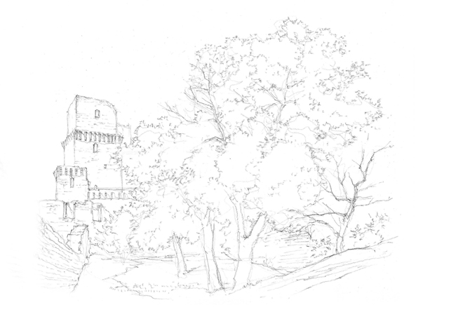 プレバト 出演 画家 野村重存さん直伝 鉛筆スケッチで描く 古城と新緑の木 入門編 毎日が発見ネット