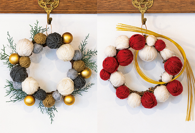 発泡スチロールボール＋毛糸で作る「クリスマスもお正月もOKなリース」の魅力