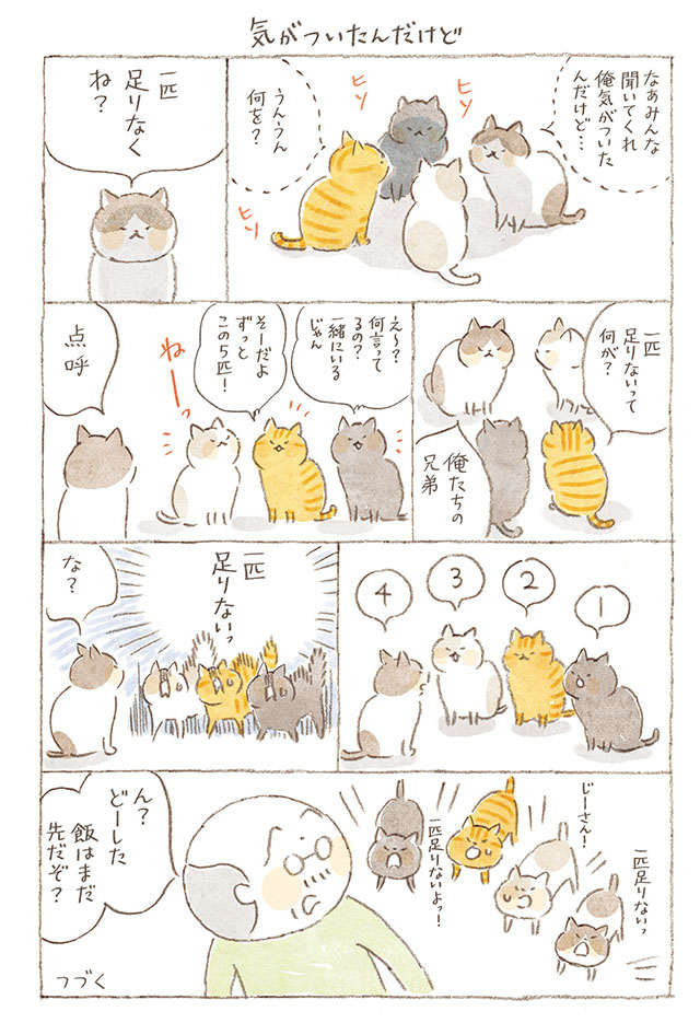 気がついたんだけど...一匹足りない？／「ねことじいちゃん」（第100回