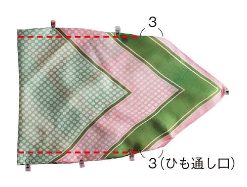 使っていないスカーフを簡単リメイク！ 絵本作家の堀川波さんに教わる「折り紙巾着」 2309_P040-041_08_W500.jpg