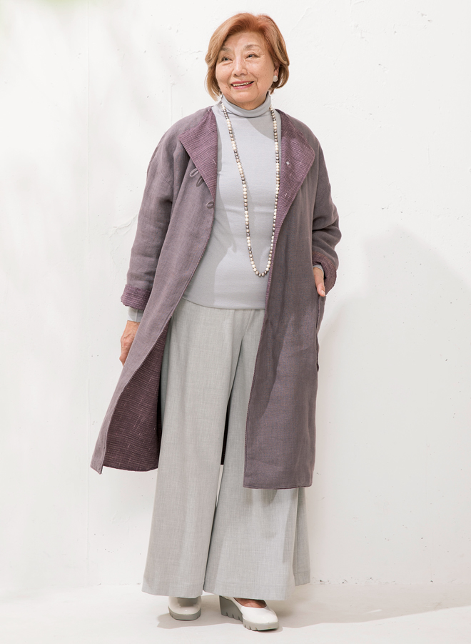 （お得な特別割引価格）ジャケット/アウターペンと箸』 着物リメイク 大島紬 Sサイズ リバーシブル ロング コート