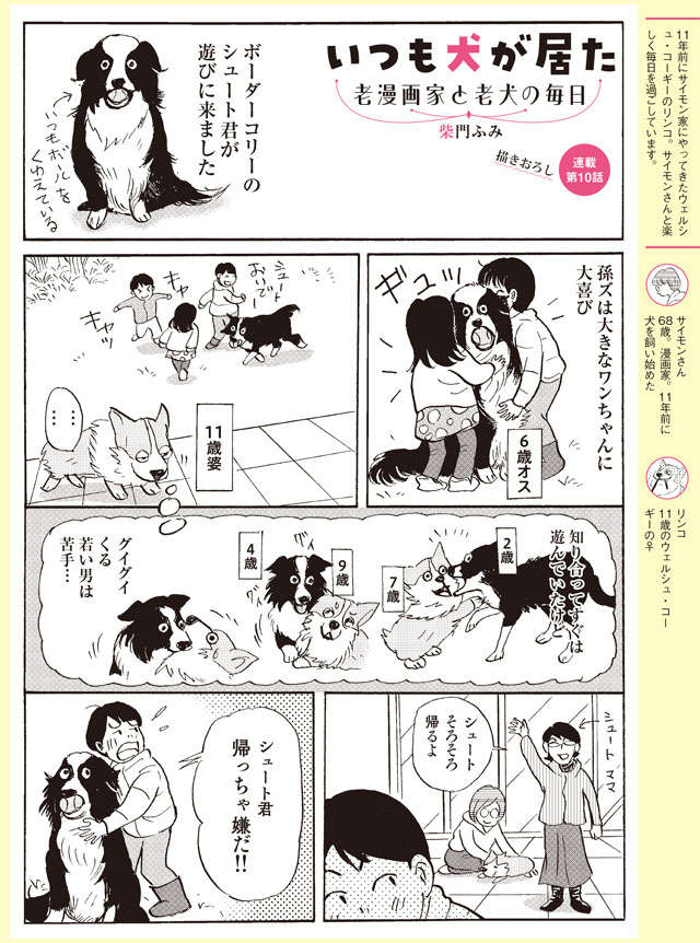 若者犬にお疲れ気味の11歳愛犬。「がんばって長生きしようね」【柴門ふみさん描きおろし「いつも犬が居た」】 2504_P106.jpg