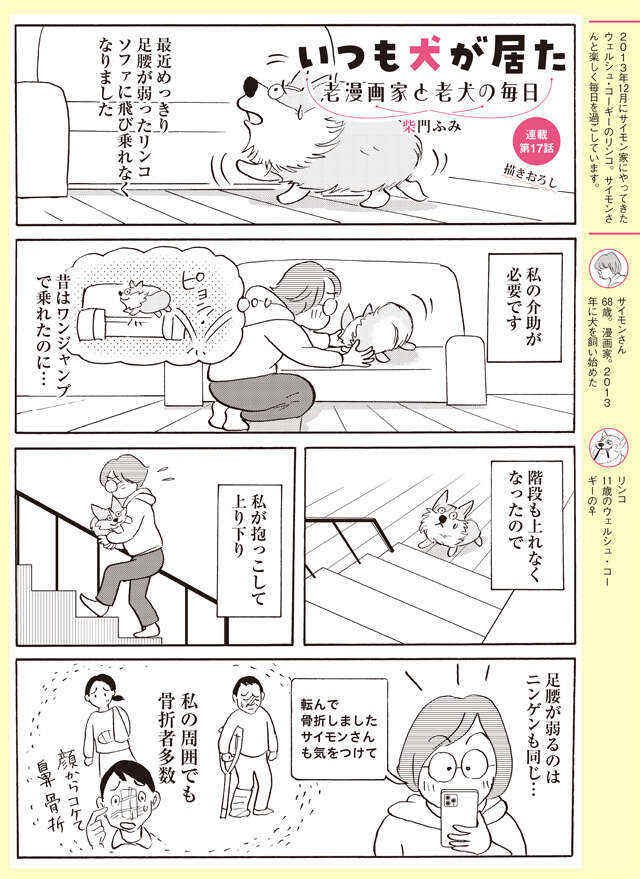 足腰が弱って来た愛犬。でも弱って来たのは人間も同じで...⁉【柴門ふみさん描きおろし「いつも犬が居た」】 2511_P136.jpg