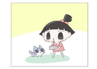 一生懸命子猫のお世話をする孫娘。でもおじいは...近づけない!?／ハルとゲン