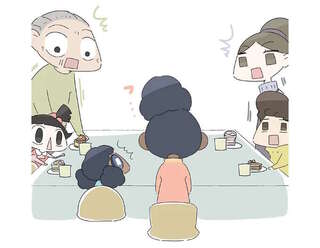 ケーキを食べたママ友がいきなり停止!? 顔を覗き込んでみたら／ハルとゲン