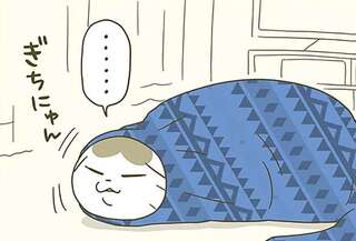 冬の日の猫。飼い主の服に潜り込もうとするが、なんだか気持ち悪い姿に...！／うちの猫がまた変なことしてる。6