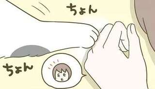 猫がちょんちょん。床で寝る飼い主を心配してる...かと思ったら／うちの猫がまた変なことしてる。7