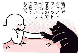 「猫の肉球よりも好きな場所」。飼い主が触りすぎるとポンと...／黒猫ろんと暮らしたら4