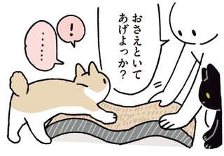 「お手伝いします」猫の爪とぎを押さえてあげたら...かわいい！／黒猫ろんと暮らしたら6