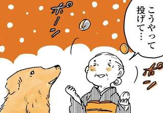 愛犬レトリバーにお手玉を披露する姫ばあちゃん。見ていたら思わず...？／姫ばあちゃんとナイト2