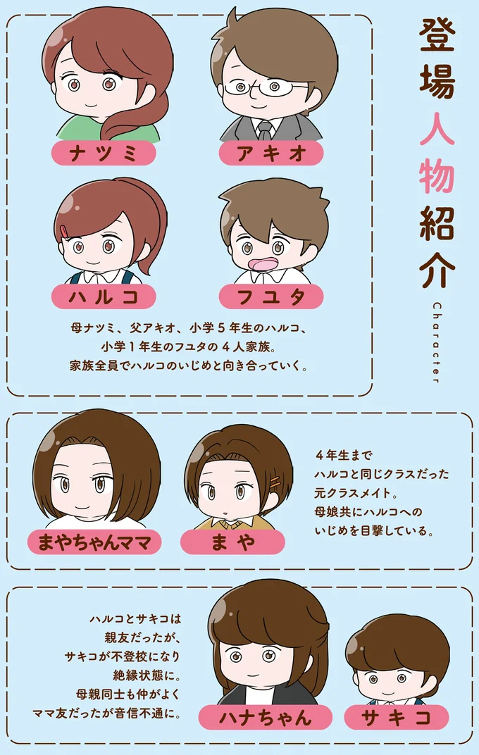 全部嘘だったの...娘は4年間もいじめられていたことを隠し続けていて／家族全員でいじめと戦うということ。 01-chara01.png