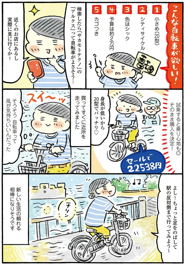 新居は駅から徒歩20分。頼れる相棒、自転車をゲット／おひとりさまのゆたかな年収200万生活 24-02.png