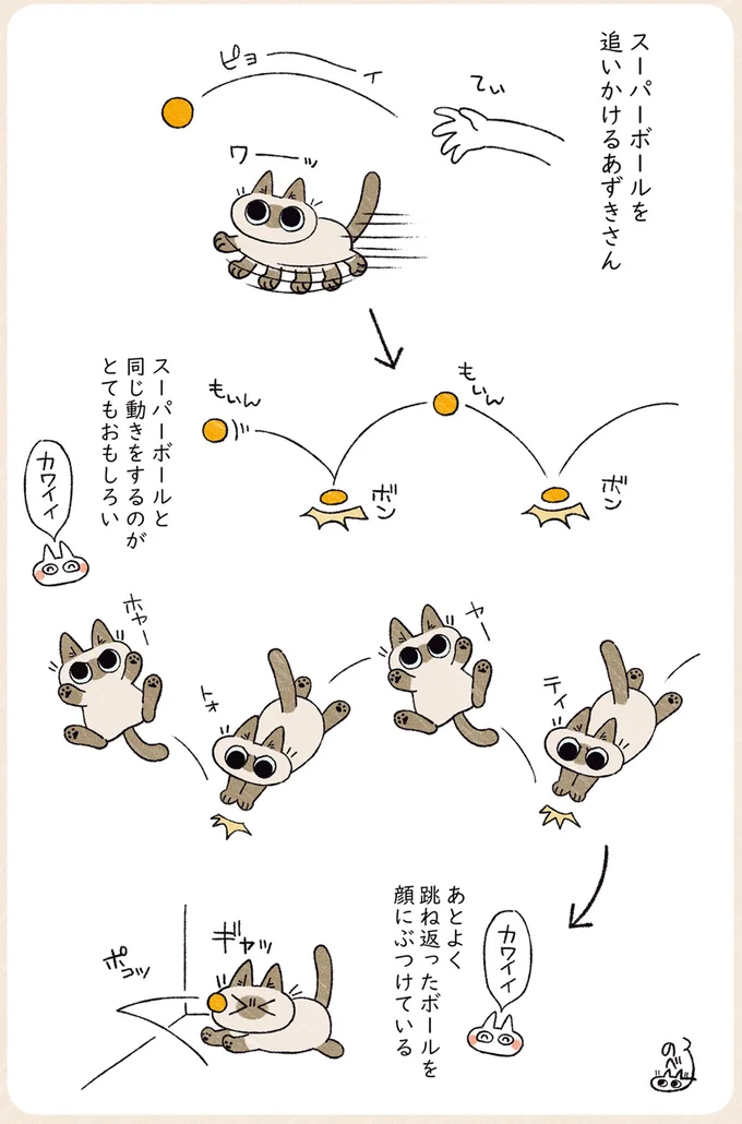 猫とスーパーボール。ひとりで遊んでくれて助かる...と思ったら、え？／シャム猫あずきさんは世界の中心 08-02.png