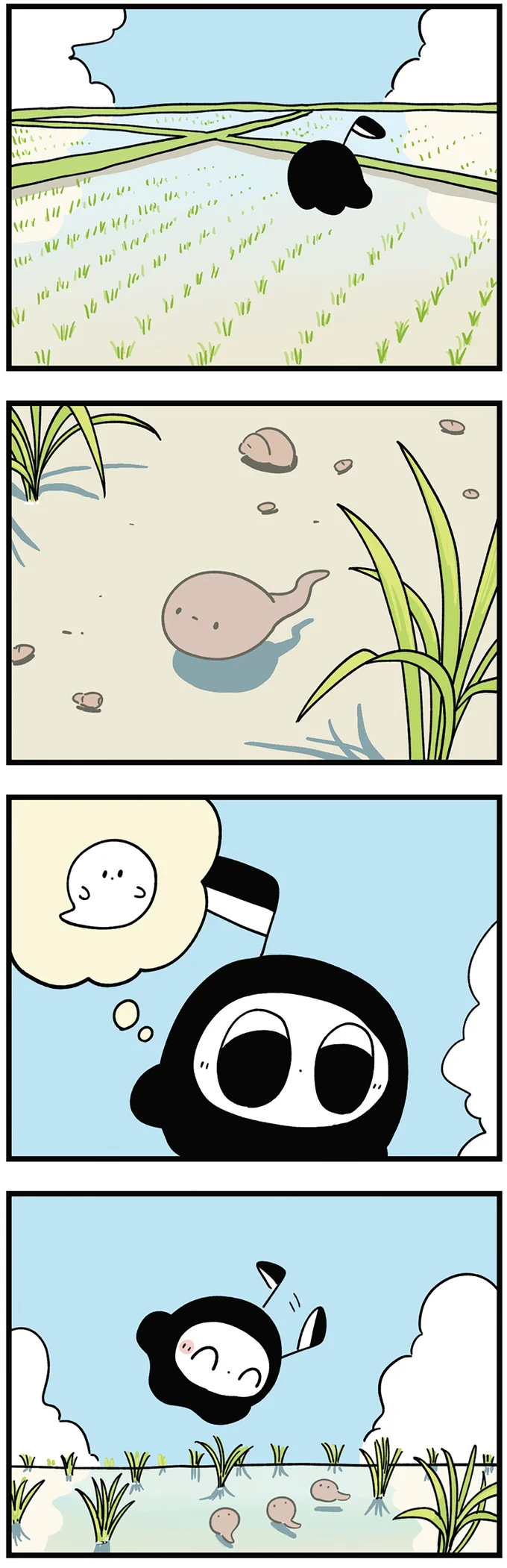 おたまじゃくしを初めて見た小さな死神。成長していく姿に驚き!/死が怖い小さな死神 08-01.png