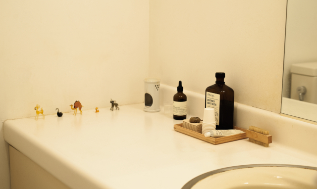 「手洗い場」を身なりが整えられる場所に。モデルの香菜子さん「40代からのトイレコーディネート」 106-010-162.jpg