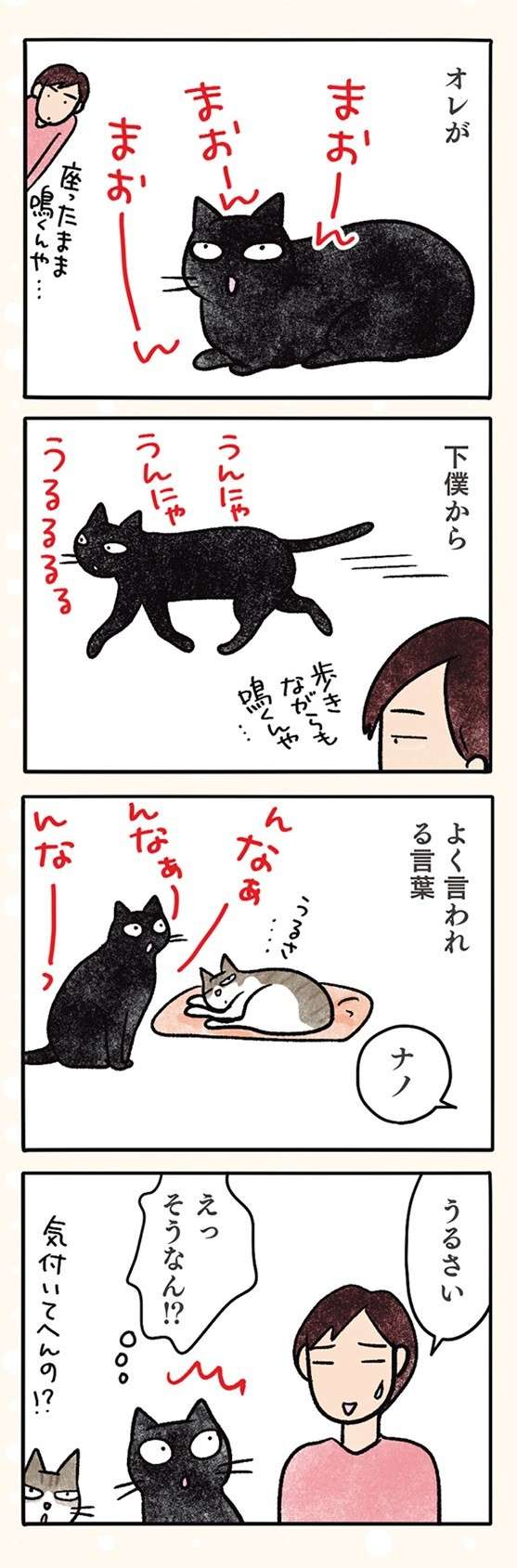 なーっ、なーっ、黒猫ナノは大きな音が嫌い。でも「一番うるさい」のは／黒猫ナノとキジシロ猫きなこ kuroneko_nano4-6.jpg