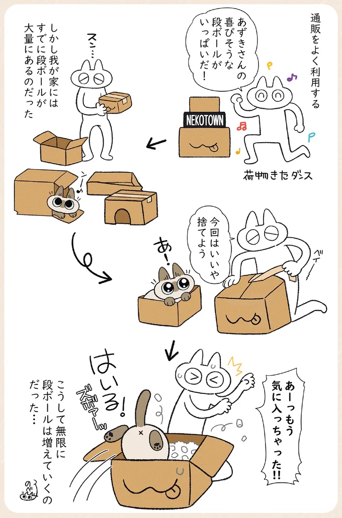 愛猫が喜ぶ段ボール。すでに大量にあるのに無限に増えていく...／やっぱり!!!!! シャム猫あずきさん 12860376.webp