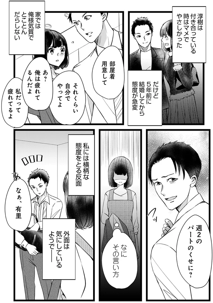 仕事を押し付けてくる俺様な夫。でも妻には「断れない理由」が...／夫の元不倫相手とルームシェアしています 13649047.webp