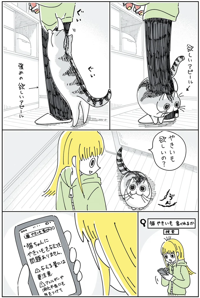 あんたって子は！ 愛猫が焼いもを欲しいとアピールしたからあげたのに...／夜は猫といっしょ6 14025417.webp