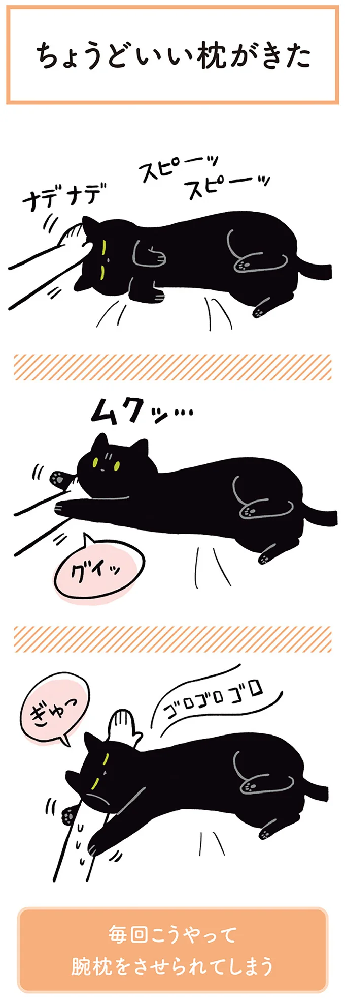 ぎゅっ...ゴロゴロ「猫に腕枕」。こっそり引き抜くと...なんてかわいい！／黒猫ろんと暮らしたら 14055622.webp