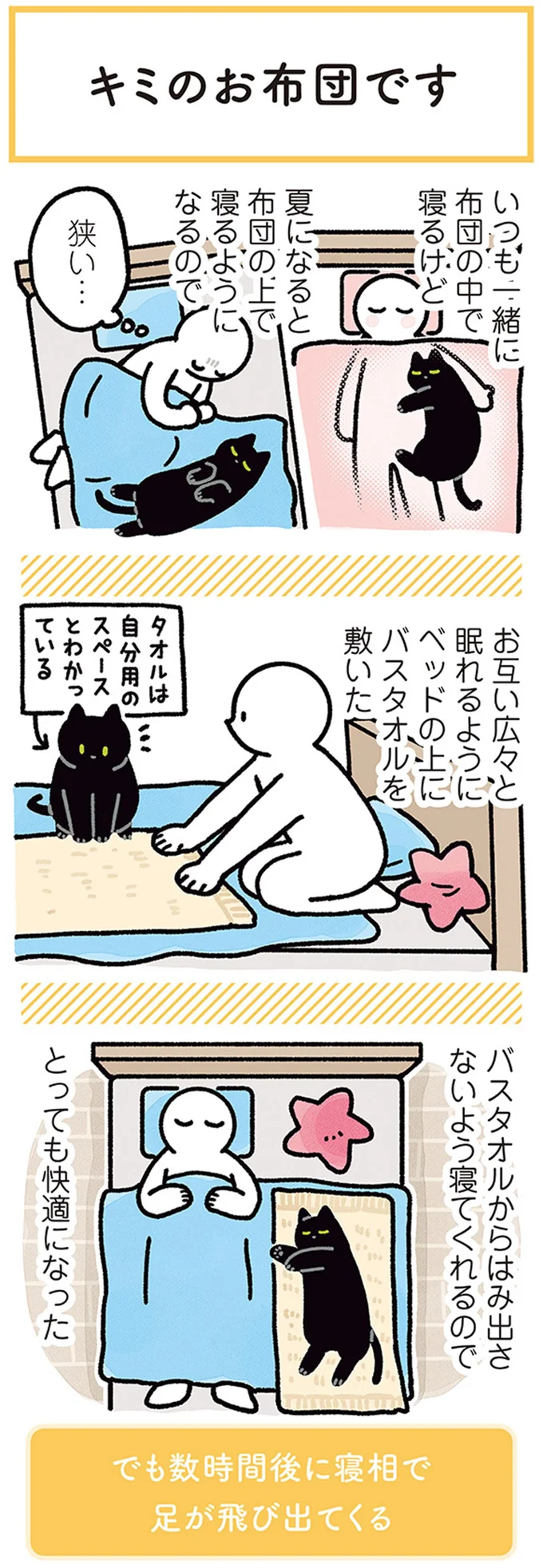 夏も猫と一緒に寝る飼い主。お互い広々と眠れるように準備したのは...／黒猫ろんと暮らしたら4 14304191.webp