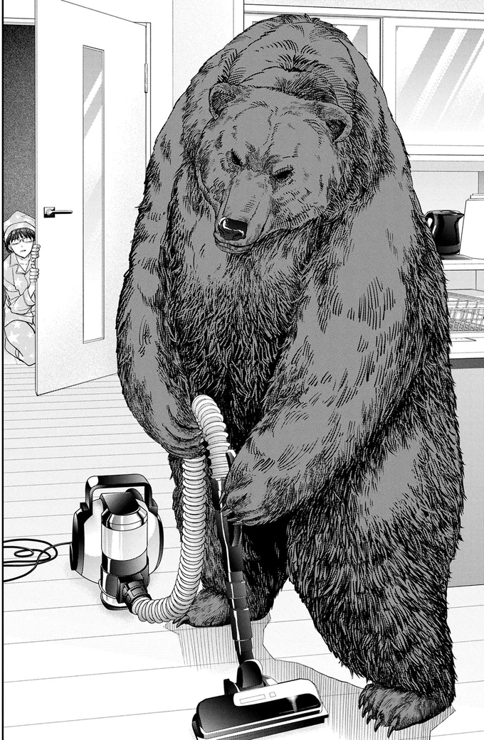 帰ったら熊は部屋を掃除中。この写真で警察は動いてくれるのか？／くまぐらし 14606528.webp