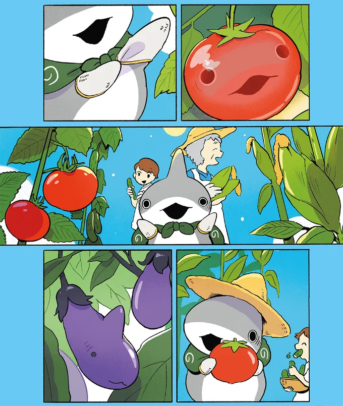 お友だちとのお盆。おじいちゃんのための精霊馬は子ザメちゃんそっくりなあれ/おでかけ子ザメ7 14924964.webp