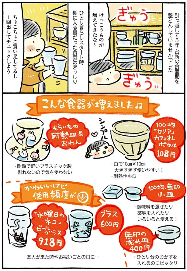 ぎゅうぎゅうだった食器棚がスッキリ! 自分用と来客用を別収納/おひとりさまのゆたかな年収200万生活2 15567616.webp