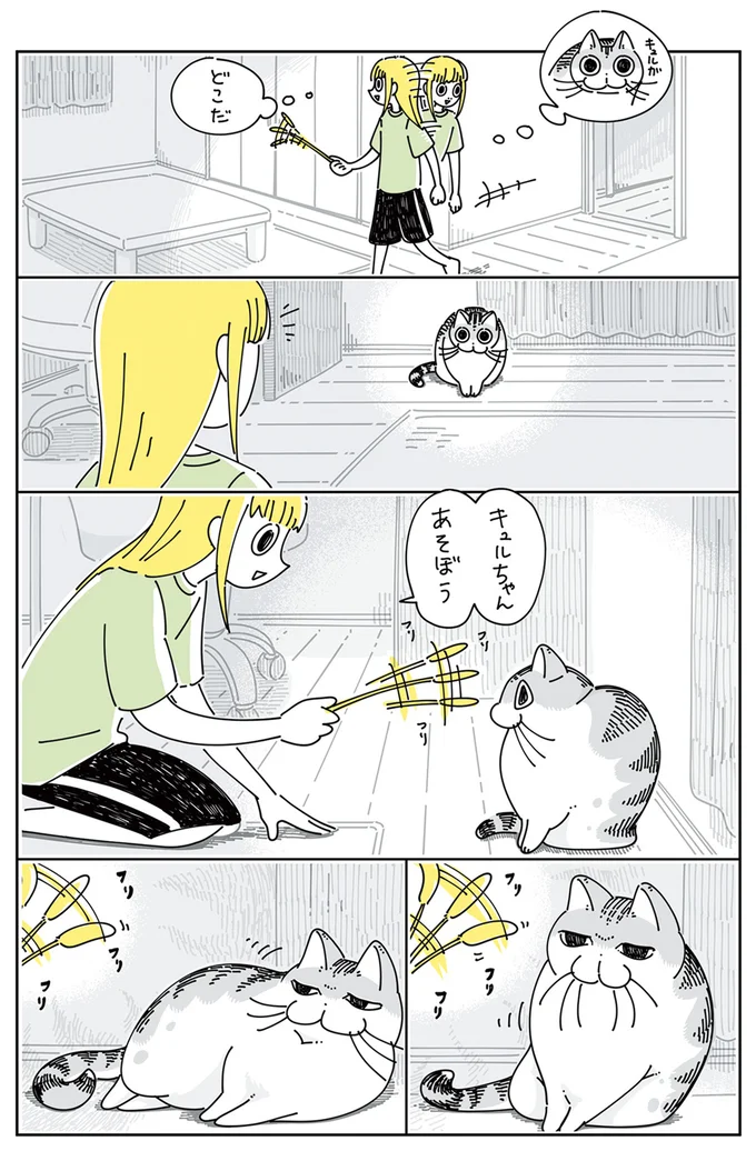 猫じゃらしで誘っても無反応な愛猫。相手にする気もなし...と思いきや!?／夜は猫といっしょ4 15615311.webp