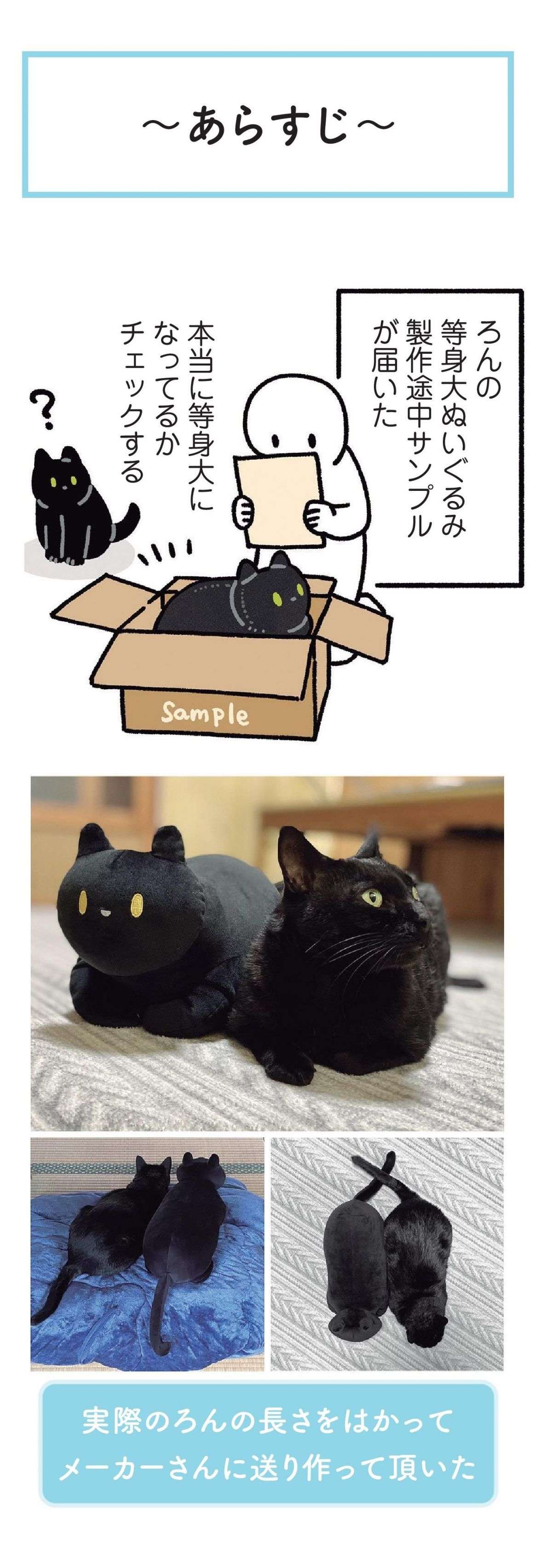 愛猫そっくりの等身大ぬいぐるみを入手。こんなかわいい反応してくれるなんて！／黒猫ろんと暮らしたら 21.jpg