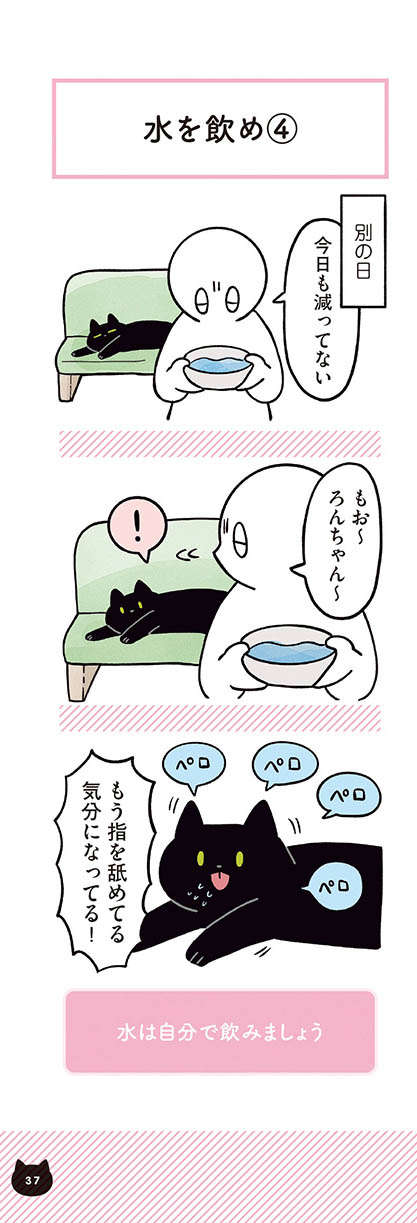 「水は飲みたいが眠い」猫。飼い主がちょっと協力した結果...／黒猫ろんと暮らしたら2 14.jpg