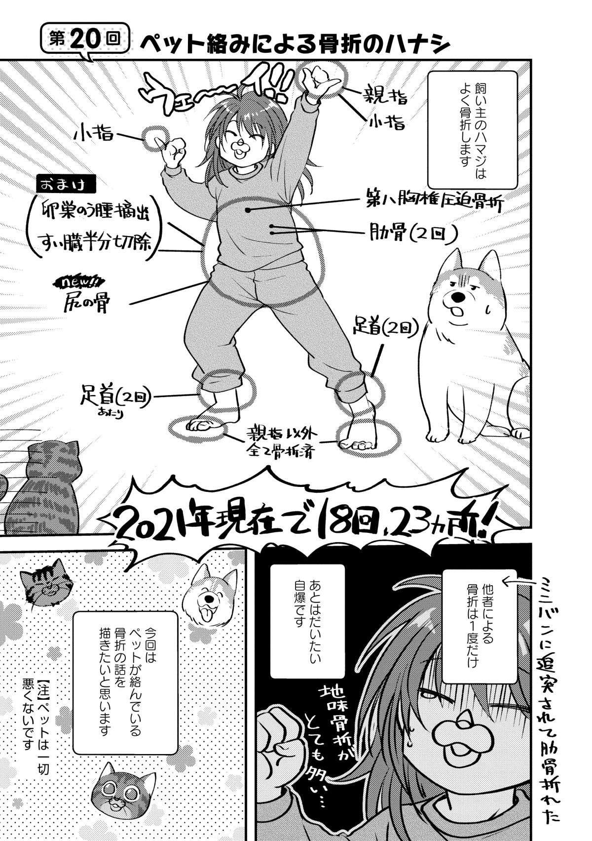 骨折回数18回・23カ所!? 猫と犬の飼い主・ハマジさんのペット絡みの骨折事件簿／猫とハスキーとハマジ2 １.jpg