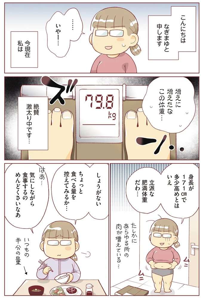 身長171cmで79.8kgの女性。10年ぶりにダイエットを決意したワケは／人生で一番楽に17kgのダイエットに成功しました yaseru1_1.jpeg