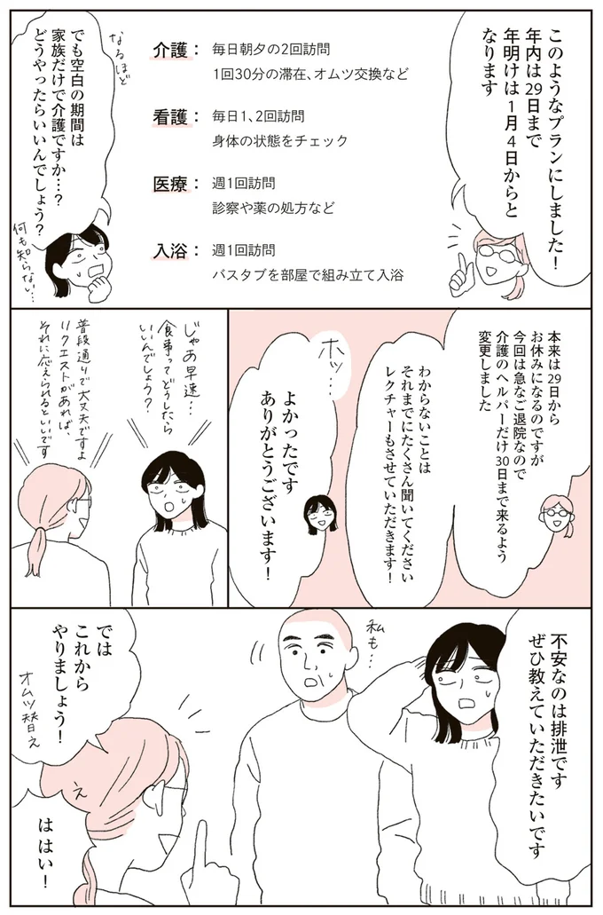 年末の退院に介護職スタッフがズラリ。多くの人に支えられ、自宅介護がスタート／20代、親を看取る。 11812934.png