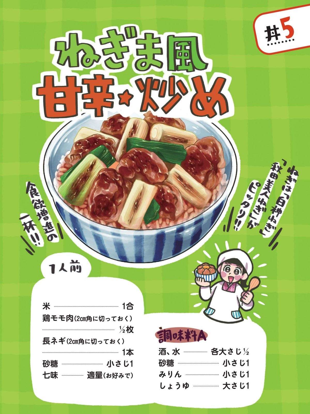 甘辛い肉とたっぷりのネギがご飯にぴったり！秋田「ねぎま風甘辛炒め」／みんなのどんぶり食堂 1.jpg