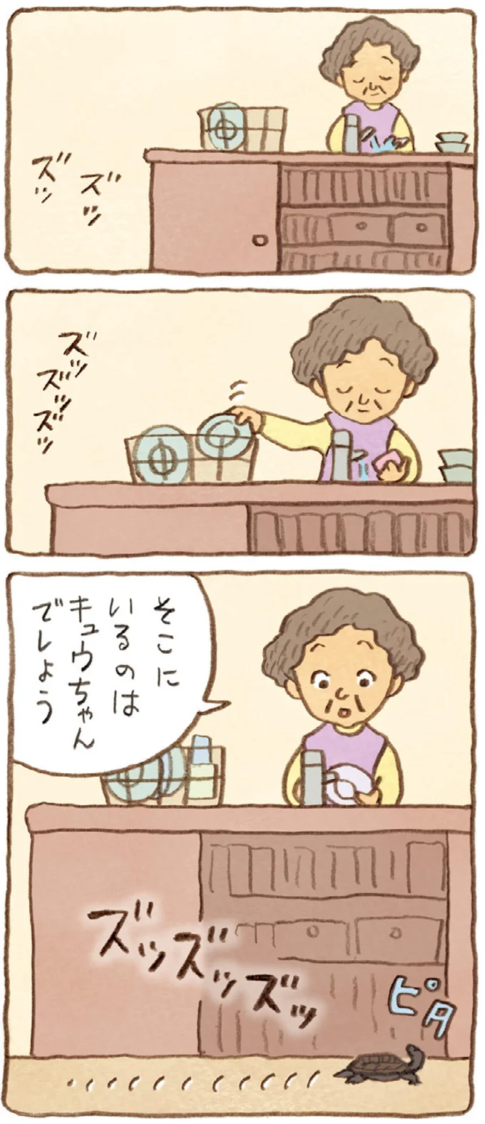 おばあちゃんとかめ 何げに楽しい2匹とのくらし 03-04.webp