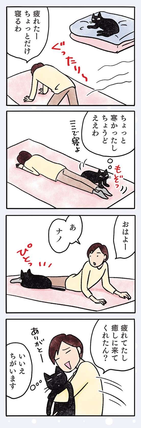 「飽きたん？」猫はおもちゃを動かしても無反応。その「猫っぽい理由」は／黒猫ナノとキジシロ猫きなこ kuroneko_nano11-4.jpg