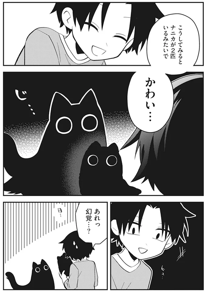 黒猫のような謎の生き物。ブラッシングで出た毛玉で形を作ってみたら...／猫のようなナニカ 9-4.png