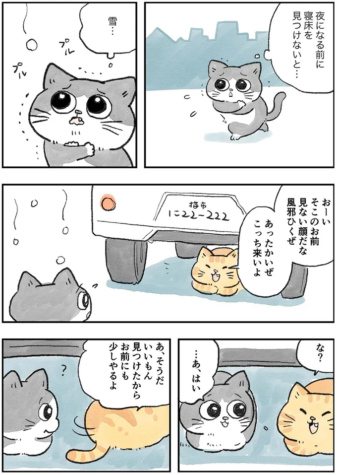 初心者猫にはちょっと無理!先輩猫のお裾分けが衝撃的/ねこに転生したおじさん1 21.webp
