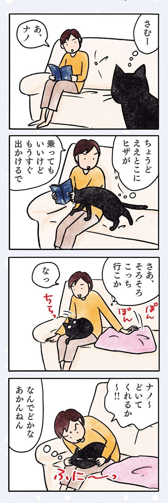 「飽きたん？」猫はおもちゃを動かしても無反応。その「猫っぽい理由」は／黒猫ナノとキジシロ猫きなこ kuroneko_nano11-7.jpg