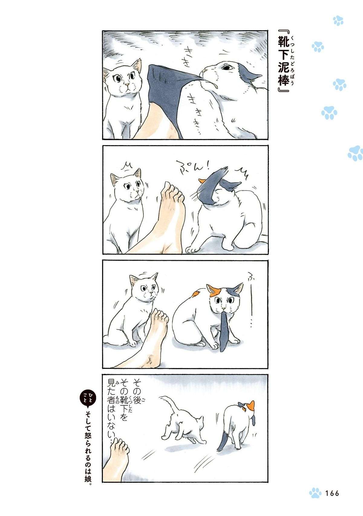 うちの猫は靴下を無理やりはぎ取っていく。その後、怒られるのは...／拾い猫のモチャ 12.jpg